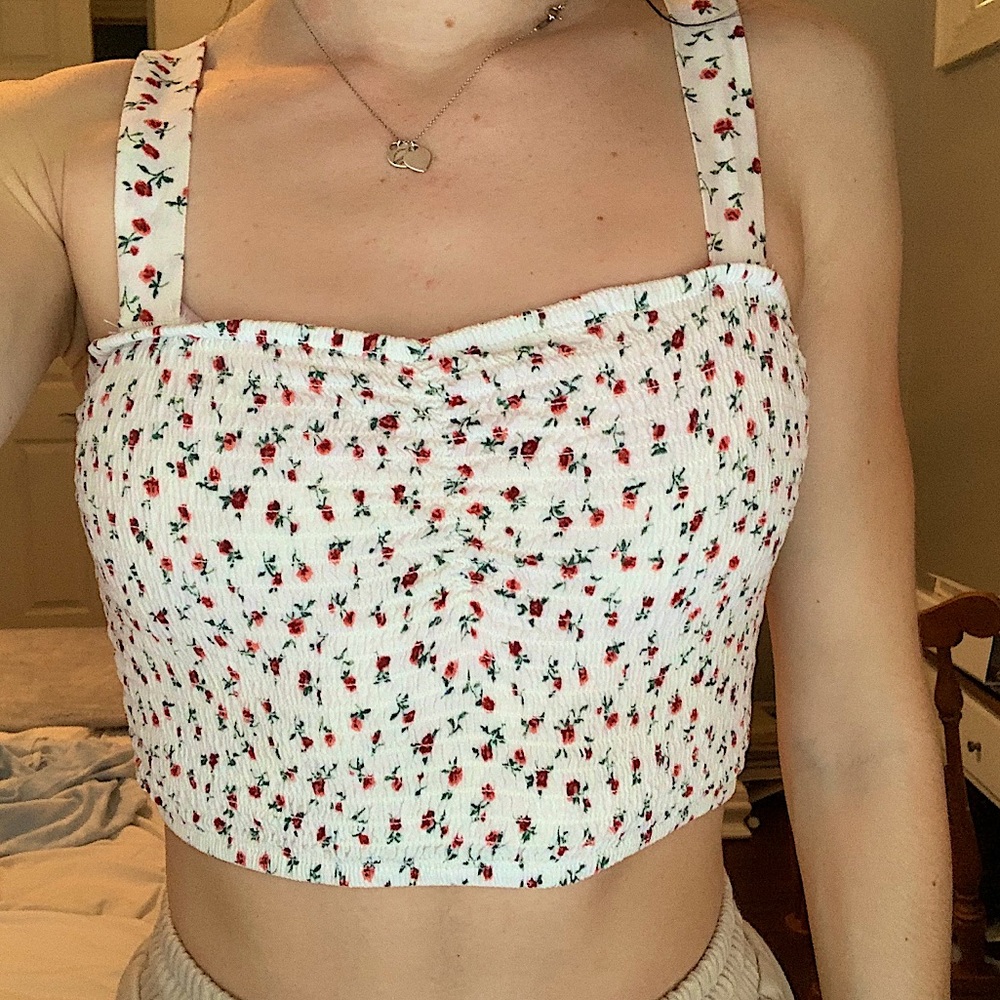 Lottie Moss Floral Cropped Tank Top
